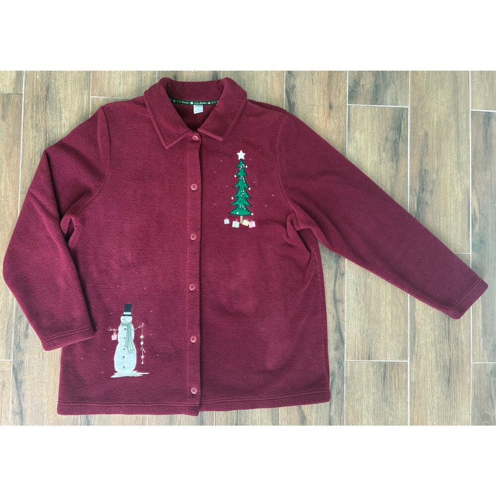 CJ Banks Fleece Christmas Sweater Button Up Size X Vintage